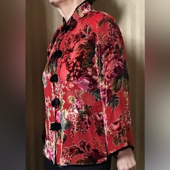 Aris Burnout velvet/silk blouse - Picture 2 of 7